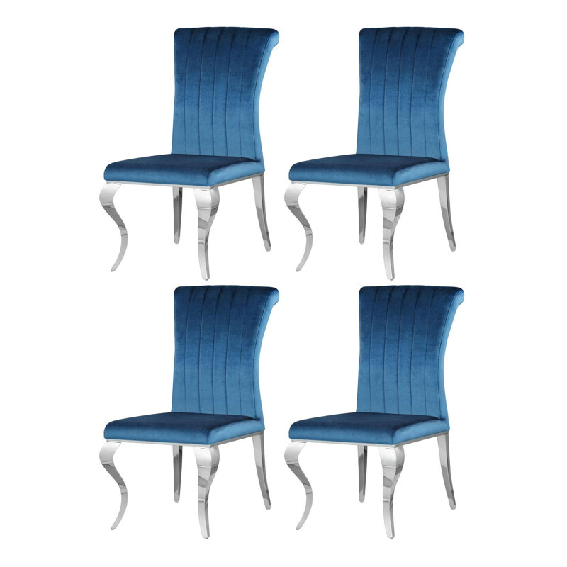 Chaise d'appoint rembourrée en velours Javery, Bleu sarcelle