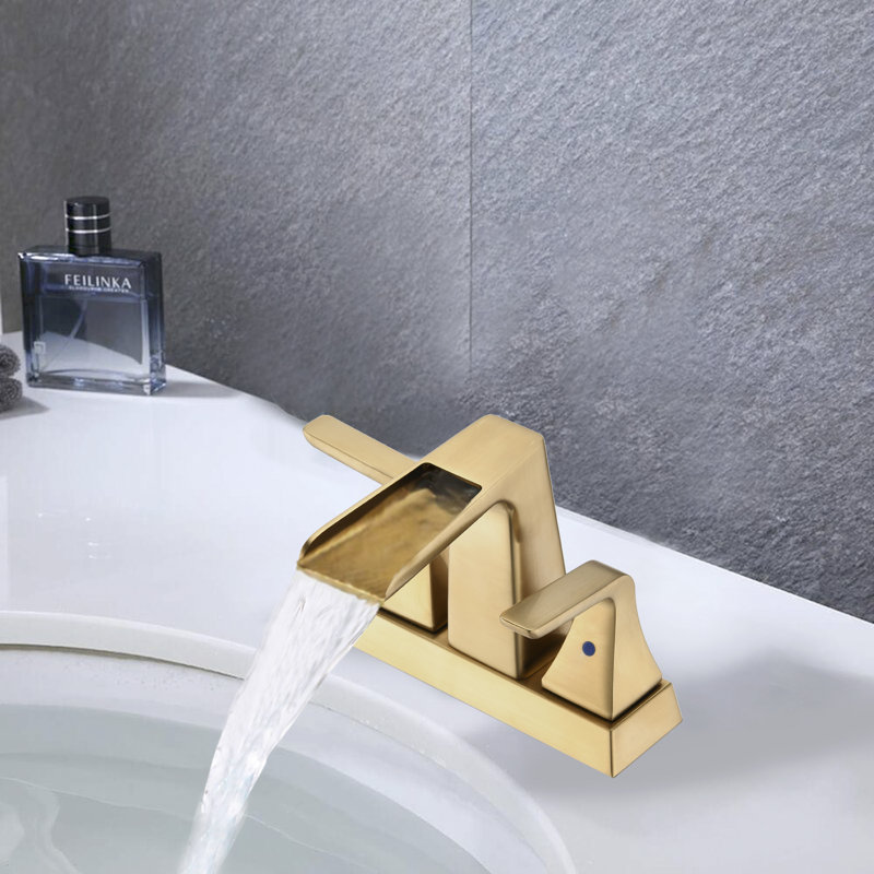 Robinet de salle de bain central avec ensemble de bonde pour lavabo, Or brossé