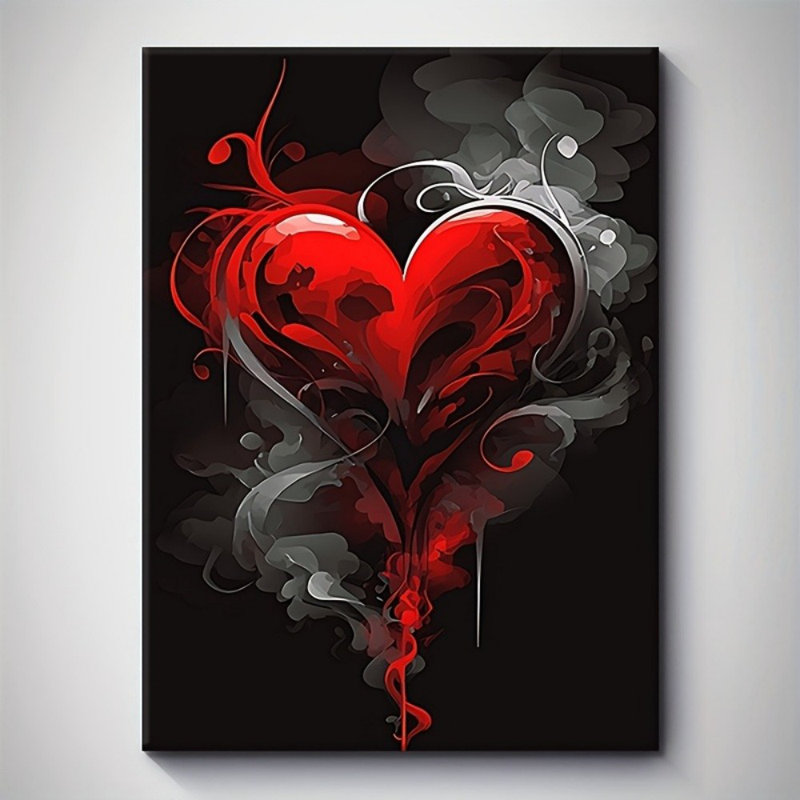 Impression sur toile «Bold Red Heart Abstract» - Urban Studio, 24 * 16 pouces (60 * 40 * 2cm)
