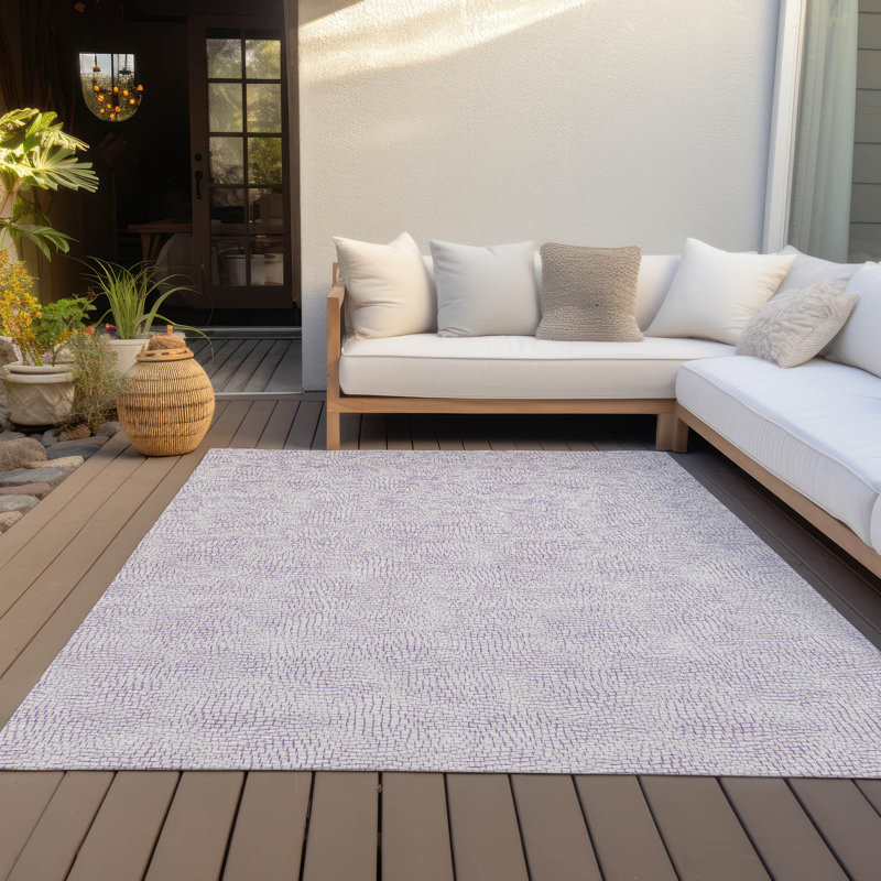 Lavender Synthetic Flat Woven Rectangular Washable Rug 2'6" x 3'10"
