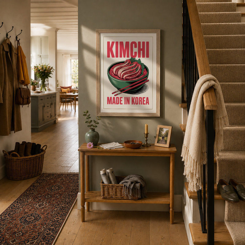 Kimchi Bowl Retro - Framed Print, A2 - 59.4 x 42.0 cm, Oak