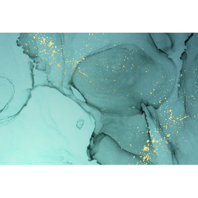 Dov, aquarelle sur fond abstrait bleu sarcelle, encre sur toile