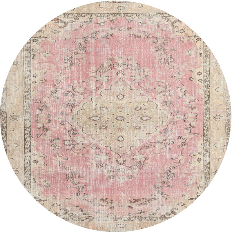 Tapis 100% traditionnel lavable à la machine 3825, Rond 4 pi