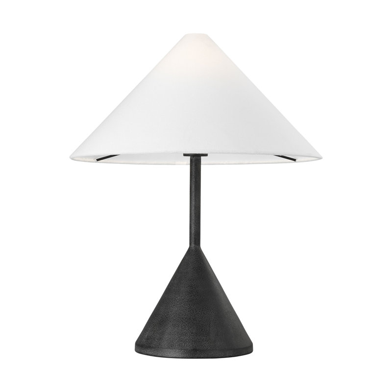 Kelly Wearstler Brachion 1 Light Bedroom Home Office Living Room Lamp With White Linen Shade, Black