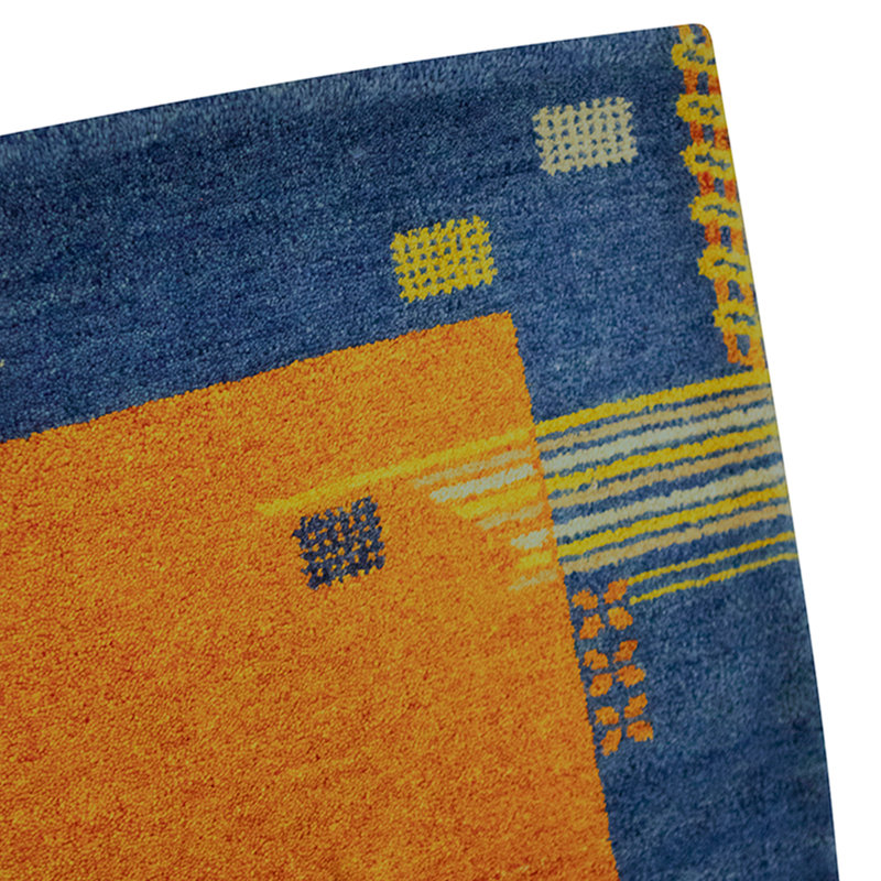 Hand Knotted Wool Area Rug in Rust And Navy