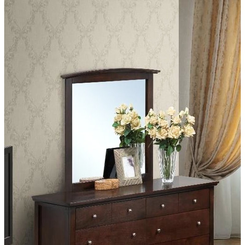 Miroir bas en verre moderne, H 35 po, 21 lb, panneau de particules, finition tactile beige - verre, hauteur de 34,21 po, panneau
