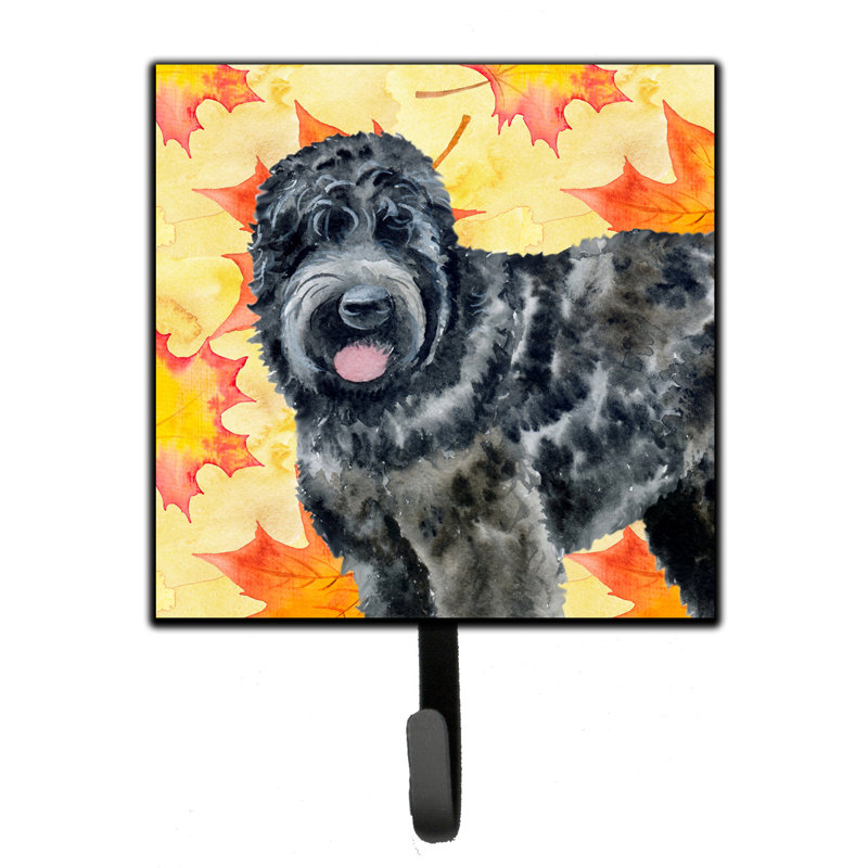 Eliane Metal Wall Organizer with Key Hooks, Brown/Salmon/Blue, Black Russian Terrier