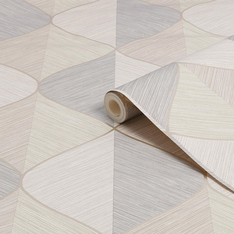 Fresco Ogee Textured Geometric Natural Wallpaper