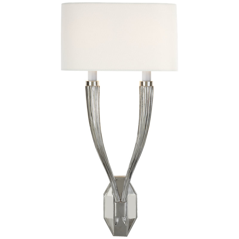 Chapman & Myers Ruhlmann Double Sconce, Fabric, Polished Nickel