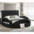 1pc Unique Round Plush Black Velvet Button-Tufted Detailing Storage Bed-979590756