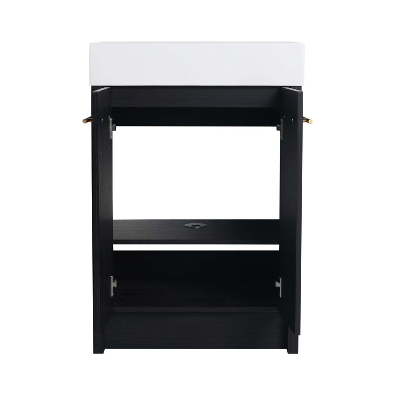 Meuble-lavabo autoportant de 24 po avec lavabo en résine et porte à fermeture douce