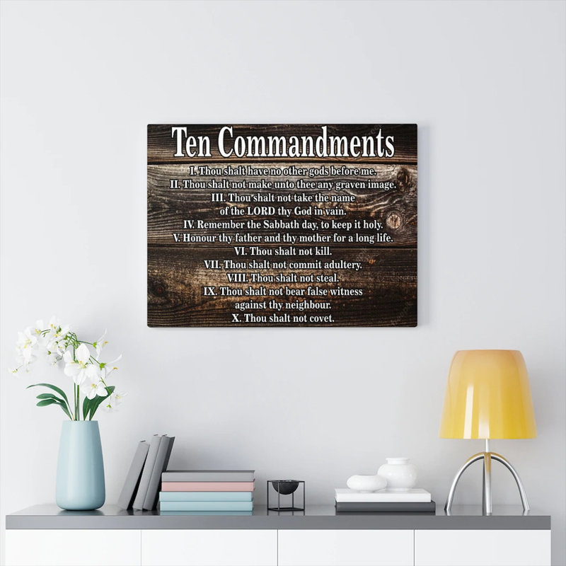 Ten Commandments Gold Tablets - Impression sur toile tendue, H 18 po x l 24 po x P 1,25 po