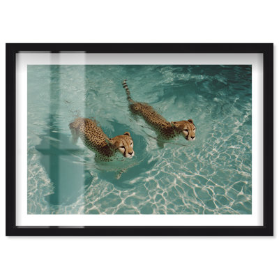 Décoration murale côtière Tigers Swim I Shadowbox par Notoriart, cadre noir, 54 x 36