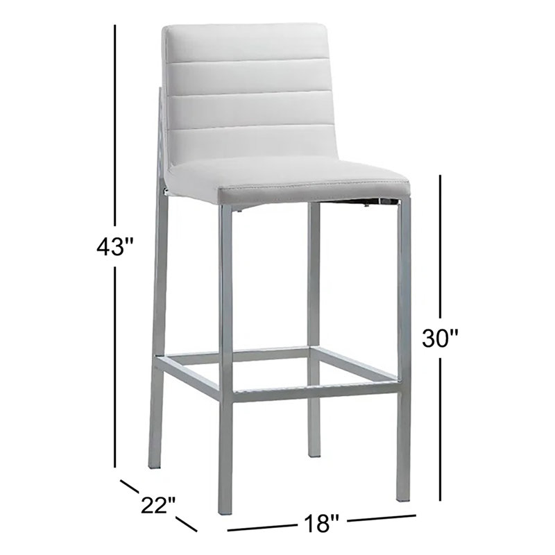 Tabouret de bar et de comptoir Misa, Tabouret de bar (siège d'une hauteur de 30 po), Blanc