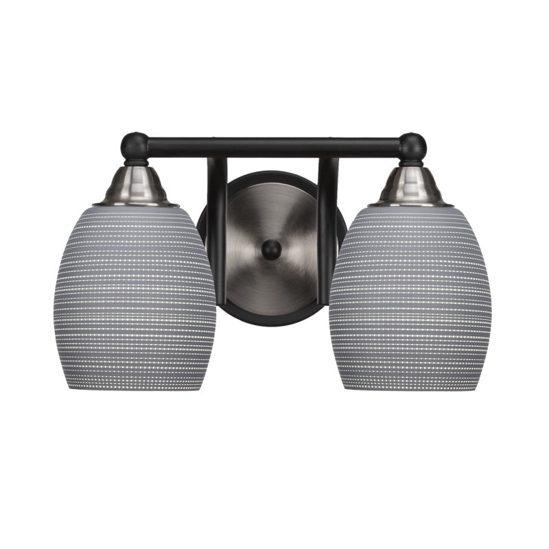 Michell 2-Light Bath Bar, Matte Black/Brushed Nickel, Gray