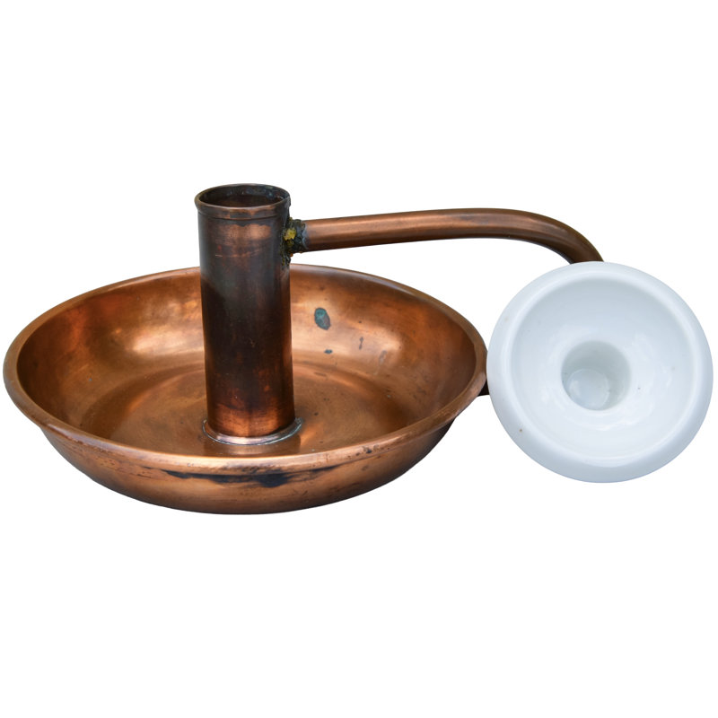 Handmade Americana Copper Candleholder With Ceramic Top