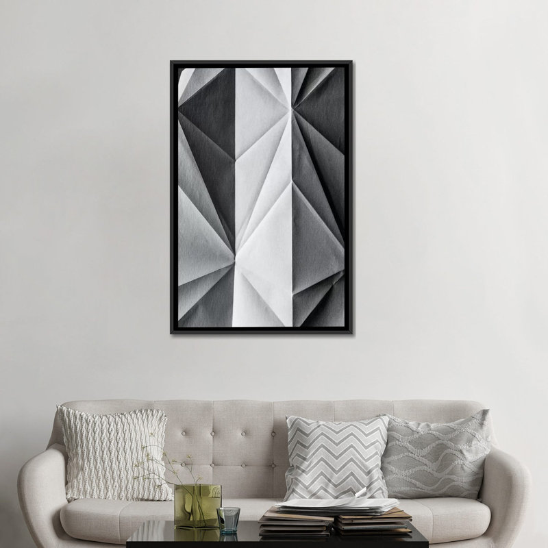" Folded Paper I " by Mareike Böhmer, 26" H x 18" W x 1.5" D, Black Framed Canvas, No Mat