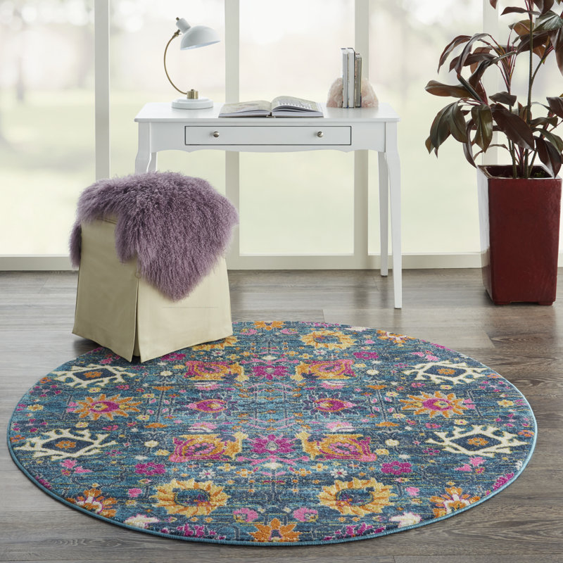 Floral Indoor Rug, Round 5'3"
