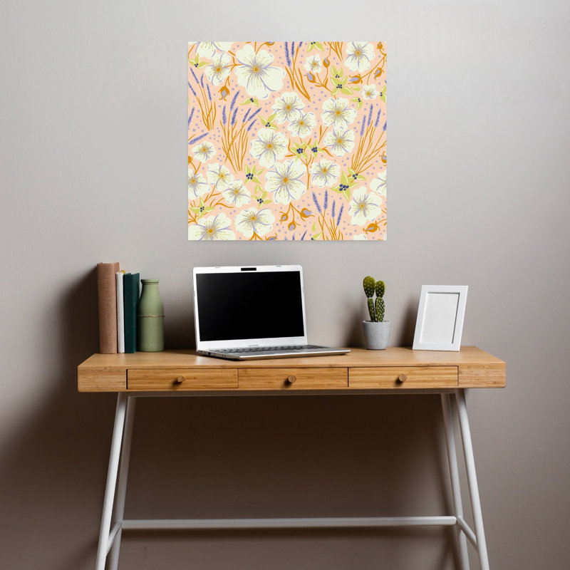 Art contemporain délicat printemps-été lavande, H 18 po x l 18 po
