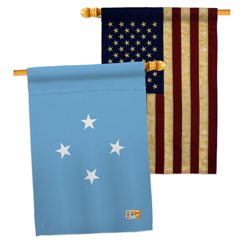 Drapeau de maison en polyester 2 faces 3 pi 3 po x 2 pi 3 pi Micronesia