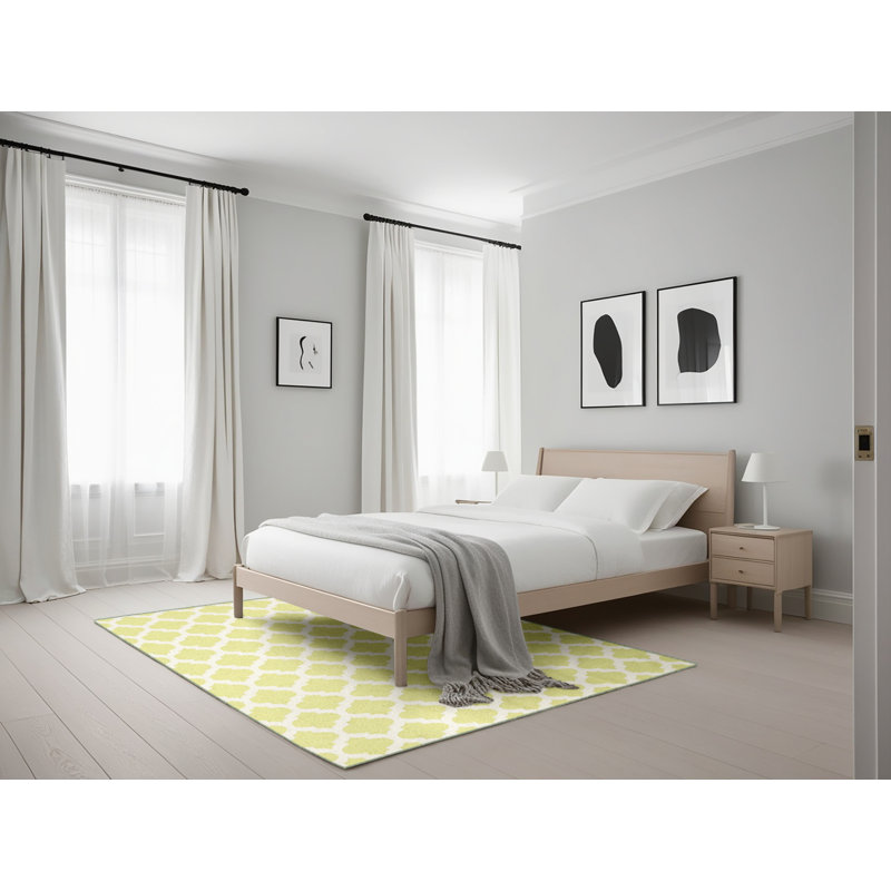 Tapis de zone jaune clair contemporain, Rectangle 5 pi x 7 pi