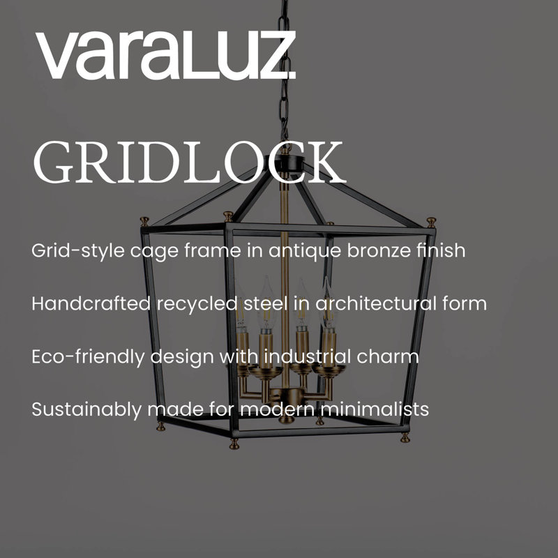 Gridlock 4-Light Pendant - Heritage Black/Antique Bronze