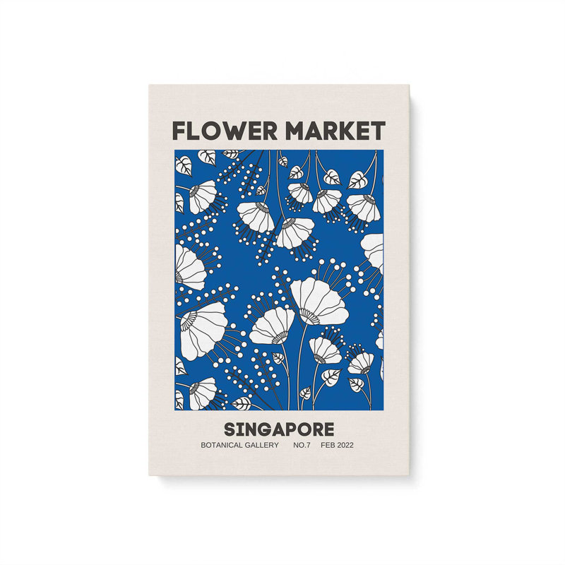 Marché aux fleurs rétro de Singapour, H 12 po x l 8 po x P 1,25 po, Toile tendue