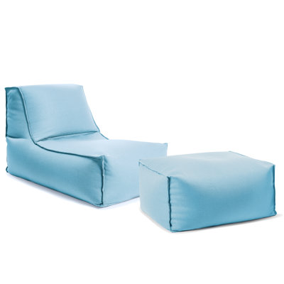 Enid Large Outdoor Bean Bag Lounge Set With Matching Ottoman Pouf