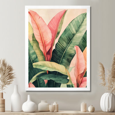 Jardin tropical de feuilles de bananier I - Décoration murale en toile encadrée verte à thème botanique