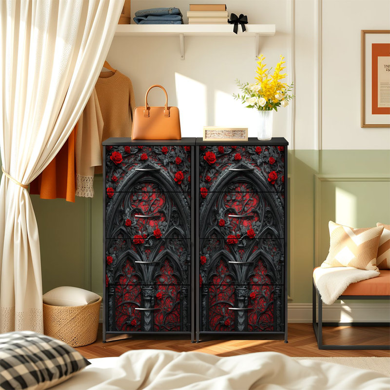 4 tiroirs avec commode de rangement verticale victorienne baroque gothique rose cathédrale
