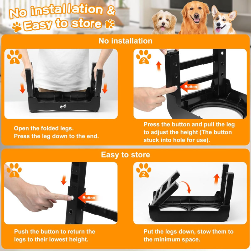 Anti-Skid Elevated Feeder, Black