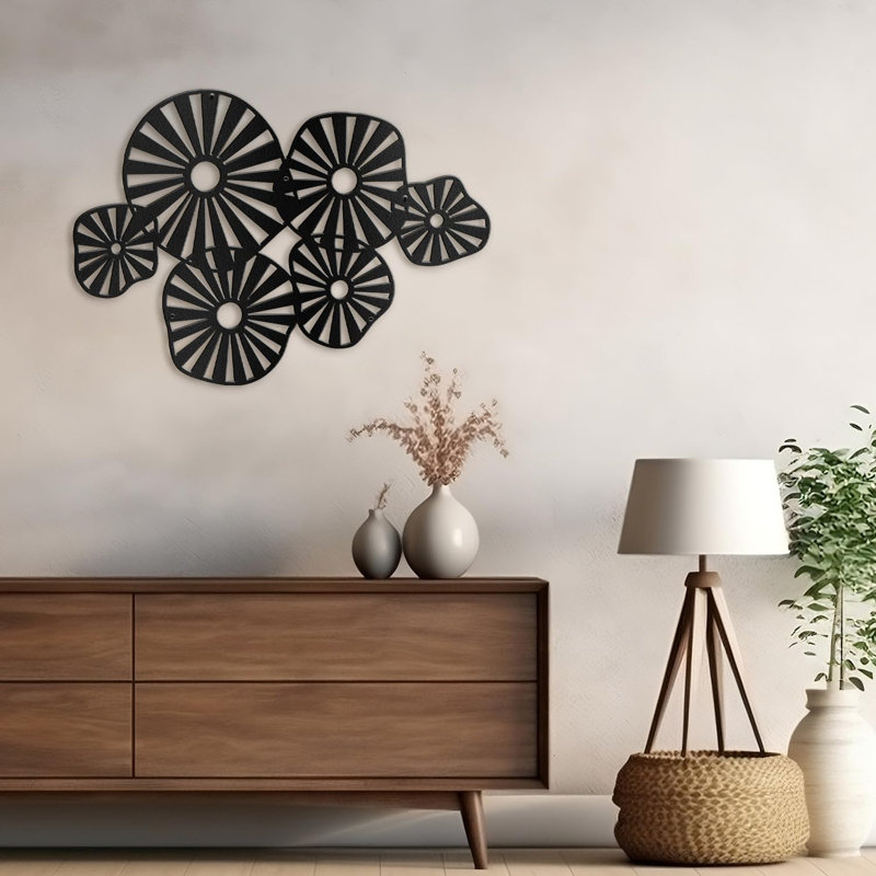 Décoration murale en métal, Noir, H 15 po x l 30 po x P 0,05 po