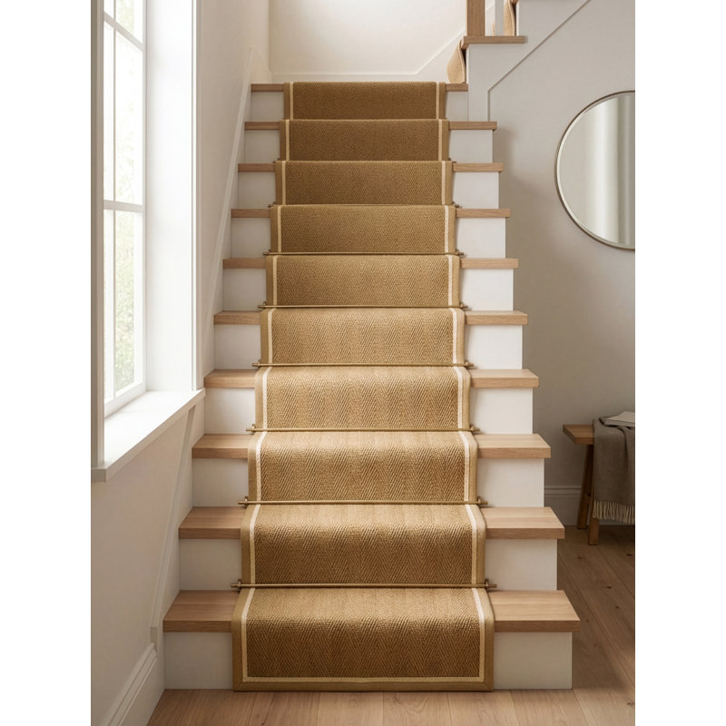 Stair Runner Sadina Herringbone, Linen Cream, Stair Runner 67 x 600 cm