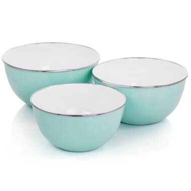 Martha Stewart 3-Piece Vintage Stoneware Prep Batter Bowl Set, Mint