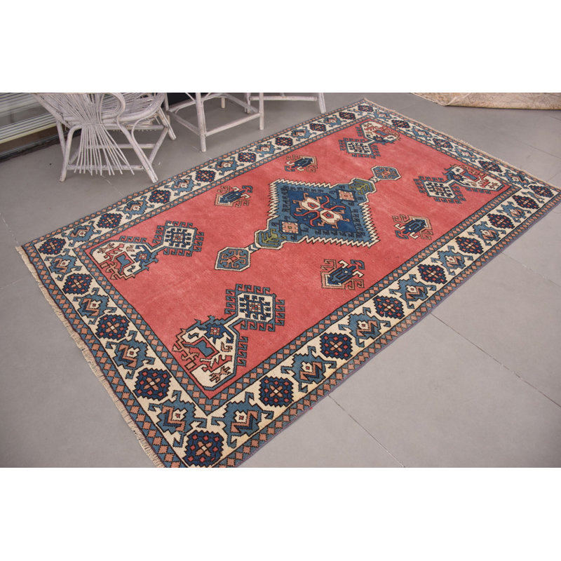 Large Vintage Turkish Handmade Area Rug in Oushak Style for Chic Boho Ethnic Living Room Decor