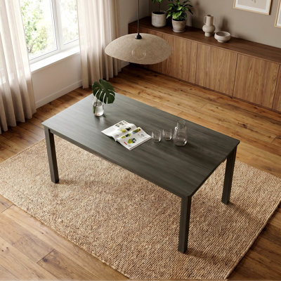 Modern Rectangular Dining Table with Textured Surface - Classic Four-Leg Design for Contemporary Spaces