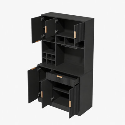175cm Kitchen cabinet with USB port Black
