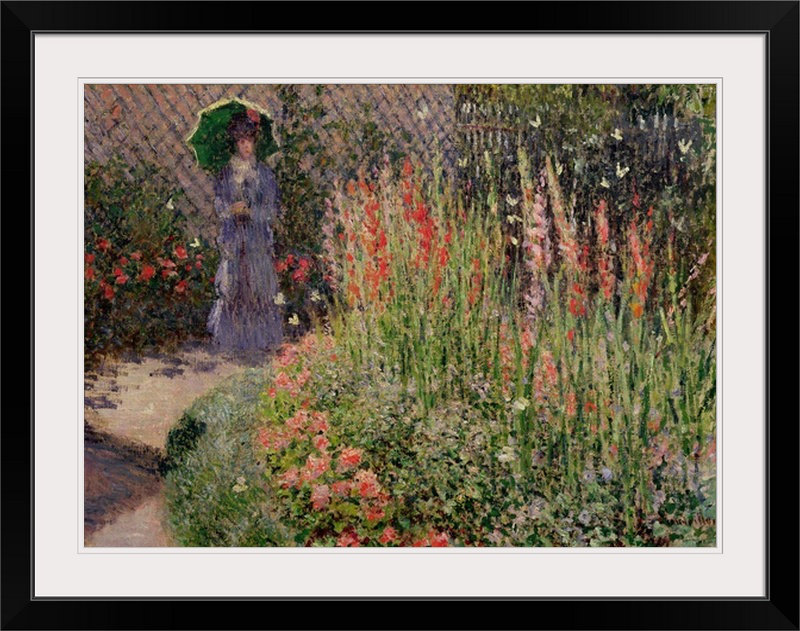 Glaïeul, c.1876 par Claude Monet - impression, Cadre noir, H 30 po x l 38 po x P 1 po