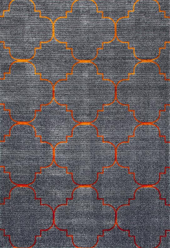 Tapis en ikat d'intérieur / extérieur gris / orange Milne, Rectangle 2 pi x 3 pi 4 po