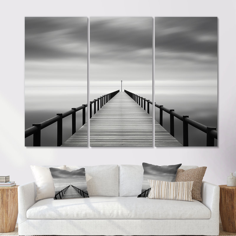 Ensemble d'art mural Rashid - Coastal Pier, Toile tendue, H 32 po x l 48 po x P 1 po