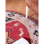 Tapis d'intérieur rectangulaire oriental fait main en soie et laine rouge et beige, noué à la main-296592334