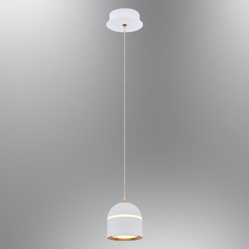 Cassen Stylish Modern Chandelier, Metal Body with Opal Glass Cap, Assembled | 1 x 12W Integral LED, 3000K, 1200 Lm, IP20 | Elegant White, Perfect for Dining Room & Entryway Lighting