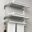 Porte-serviettes mural sans étagère avec tablette, support à serviettes pliable en acier inoxydable 304 pour salle de bain et lavabo, rangement à double couche et barre de séchage