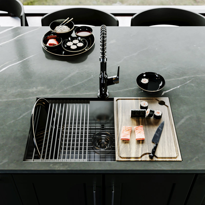 Karran Fusion Undermount 30-in x 18-in Stainless Steel Single Bowl Workstation Kitchen Sink
