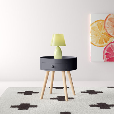 38cm W Solid + Manufactured Wood Bedside Table