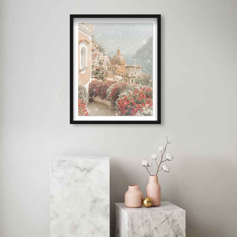 Clifftop Crimson I Shadowbox Nautical & Beach Print by Oliver Gal, Black Frame, 16 x 20, 37.5"H x 46.5"W, White Shadowbox