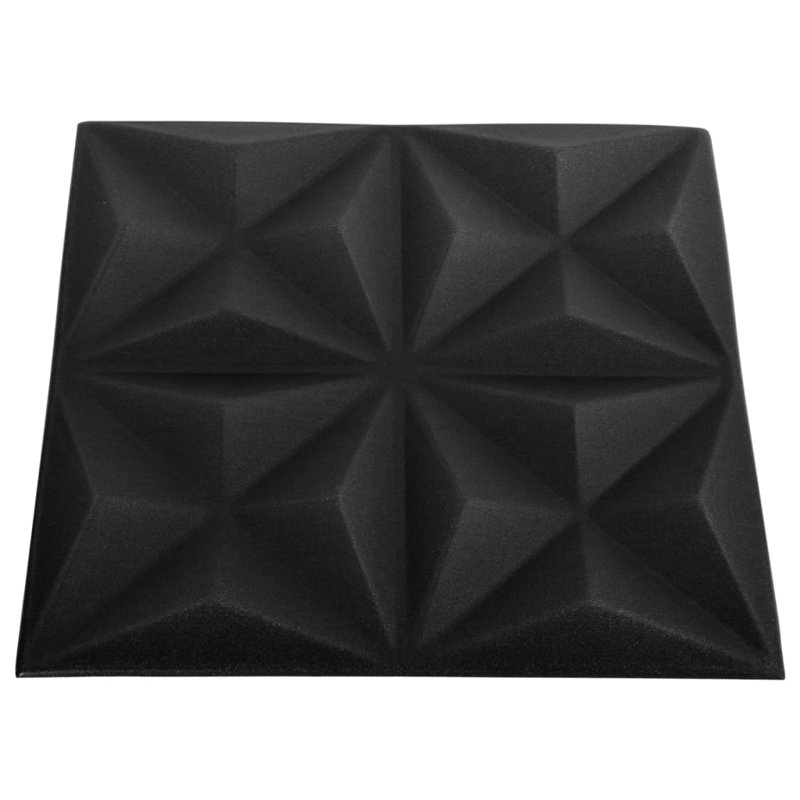 Origami Black 3D Textured Wall Panels, 19.7" x 19.7", 24 Pack