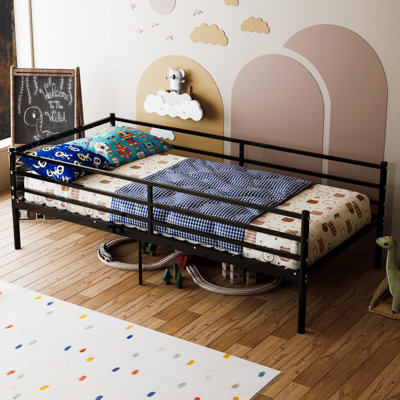 Black Twin Bunk Bed With Metal Slats, Bedroom Furniture, Construction, 10.9 Inches Under - Space, Smooth Surface Daybed Platform Support, For Bedroom, Frame, Storage,