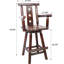 Tabouret de bar rustique brun avec fonction pivotante à 360 ° - bois de sapin, confortable pour la salle à manger, fabrication en bois de couleur café, bistro ergonomique, utilisation