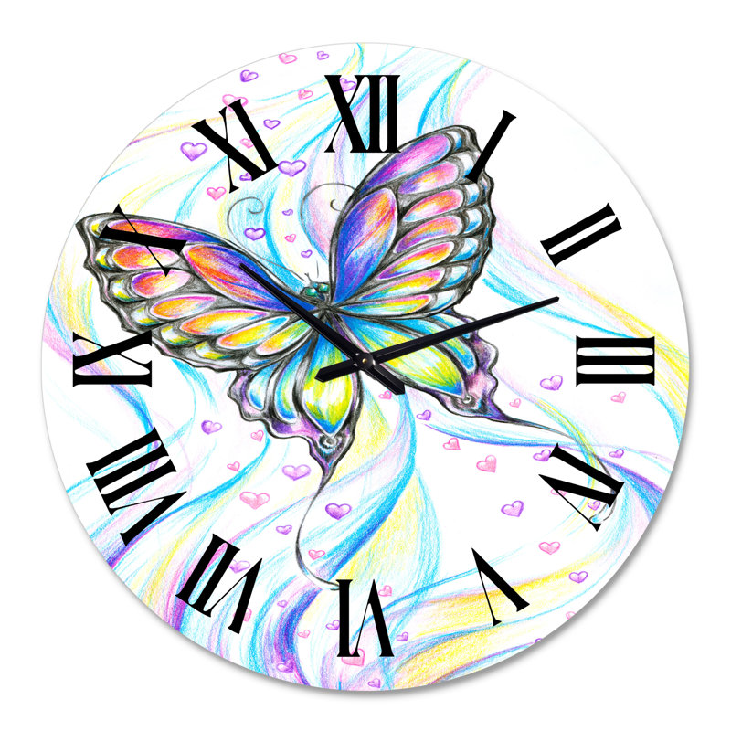 Iridiscent Butterfly - Horloge murale traditionnelle, Surdimensionné